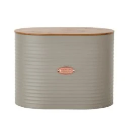 Metal Grey And Copper Bread Bin