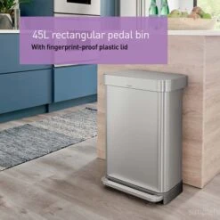 Simplehuman 45 Litre Liner Pocket Bin With Plastic Lid -Kitchen Supplies 30791932 alt03