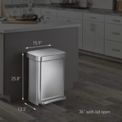 Simplehuman 45 Litre Liner Pocket Bin With Plastic Lid -Kitchen Supplies 30791932 alt09