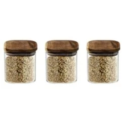 Set Of 3 Air Seal Square Glass Storage Jars -Kitchen Supplies 30816120