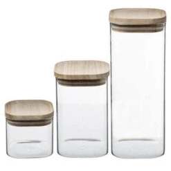 Set Of 3 Stacking Glass Storage Jars -Kitchen Supplies 30816123 alt02