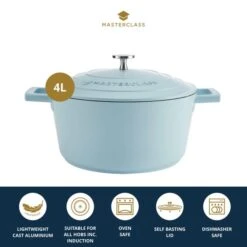MasterClass Non-Stick Cast Aluminium 24cm Casserole Dish, 4L -Kitchen Supplies 30847705 alt06