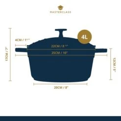 MasterClass Non-Stick Cast Aluminium 24cm Casserole Dish, 4L -Kitchen Supplies 30847705 alt07