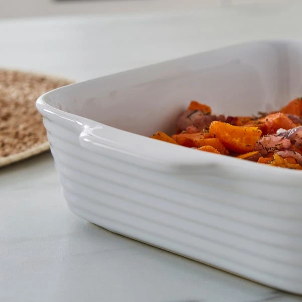 White Ribbed Square Roaster 4 White Ribbed Square Roaster - Image 2