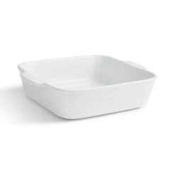 White Ribbed Square Roaster 7 White Ribbed Square Roaster -Kitchen Supplies 30892499 alt02