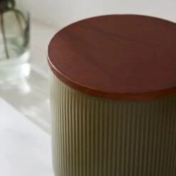 Lynton Olive Ribbed Kitchen Canister 6 Lynton Olive Ribbed Kitchen Canister -Kitchen Supplies 30893320 alt01