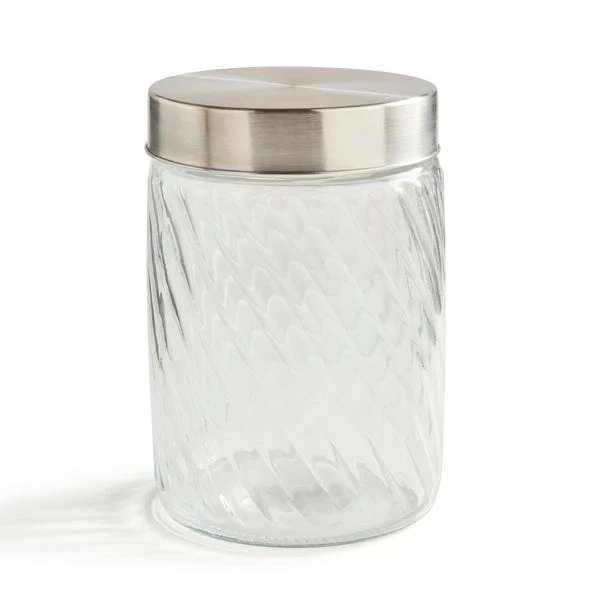 Ribbed Glass Textured Jar 4 Ribbed Glass Textured Jar - Image 2