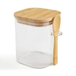 Glass Square Jar With Spoon -Kitchen Supplies 30925123 alt02