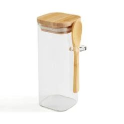 Glass Square Jar With Spoon -Kitchen Supplies 30925132 alt02