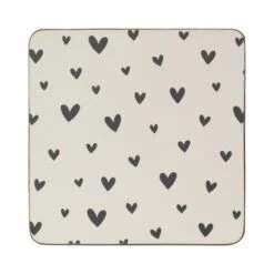 Set Of 4 Heart Cork Back Coasters