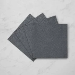 Set Of 4 Silver Honeycomb Faux Leather Placemats