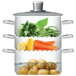 Kitchen Craft KitchenCraft 3-Tier Food Steamer With Glass Lid -Kitchen Supplies 30942544