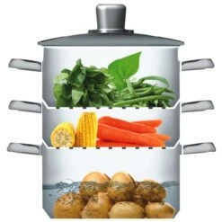 Kitchen Craft KitchenCraft 3-Tier Food Steamer With Glass Lid -Kitchen Supplies 30942778 alt01