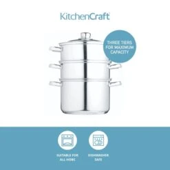 Kitchen Craft KitchenCraft 3-Tier Food Steamer With Glass Lid -Kitchen Supplies 30942778 alt04