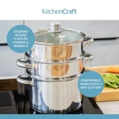 Kitchen Craft KitchenCraft 3-Tier Food Steamer With Glass Lid -Kitchen Supplies 30942778 alt05