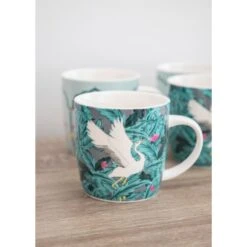 Kitchen Craft Kitchencraft Set Of 4 Exotic Birds Green Stoneware Mugs -Kitchen Supplies 30948702 alt04