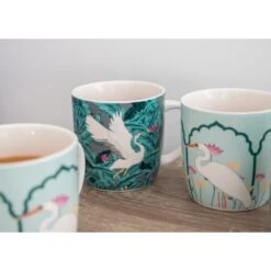 Kitchen Craft Kitchencraft Set Of 4 Exotic Birds Green Stoneware Mugs -Kitchen Supplies 30948702 alt07