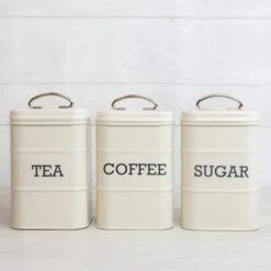 KitchenCraft Set Of 3 Vintage Style Tea, Coffee And Sugar Canisters -Kitchen Supplies 30948797 alt01
