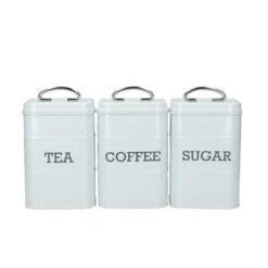 KitchenCraft Set Of 3 Vintage Style Tea, Coffee And Sugar Canisters -Kitchen Supplies 30948824 alt02