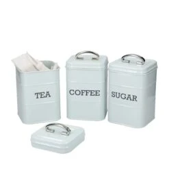 KitchenCraft Set Of 3 Vintage Style Tea, Coffee And Sugar Canisters -Kitchen Supplies 30948824 alt03