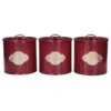 KitchenCraft Set Of 3 Burgundy Airtight Tea, Coffee And Sugar Canisters -Kitchen Supplies 30957817