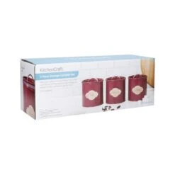 KitchenCraft Set Of 3 Burgundy Airtight Tea, Coffee And Sugar Canisters -Kitchen Supplies 30957817 alt06