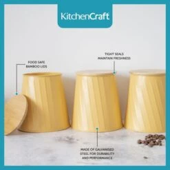 KitchenCraft Set Of 3 Metal Tea, Coffee And Sugar Canisters -Kitchen Supplies 30957864 alt05