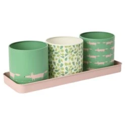 Scion Dexam Mr Fox Set Of 3 Mint Green Herb Pots