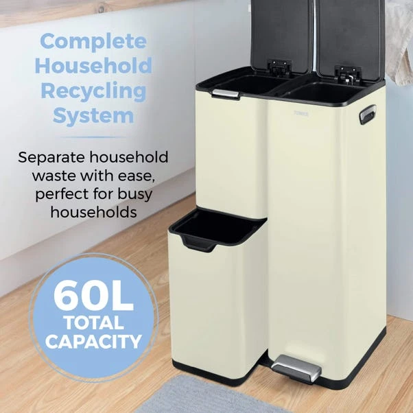 Tower 60L Recycling Pedal Bin With Drawer 21 Tower 60L Recycling Pedal Bin With Drawer - Image 19
