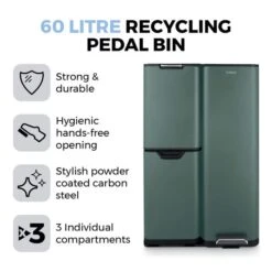 Tower 60L Recycling Pedal Bin With Drawer 31 Tower 60L Recycling Pedal Bin With Drawer -Kitchen Supplies 30990008 alt01