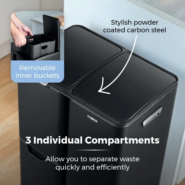 Tower 60L Recycling Pedal Bin With Drawer 7 Tower 60L Recycling Pedal Bin With Drawer - Image 5